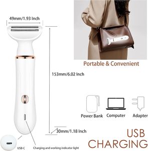 5-in-1 Replaceable Ceramic Blade USB Rechargeable <b>Electric</b> Men's Body Groin Trimmer IPX6 <b>Waterproof</b> LED Light Household - Product Image 5