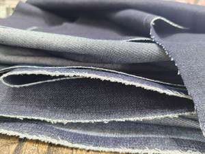 Tissu en denim tissé sergé écologique extensible dans 4 directions, couleur noire, 10 oz, poids moyen, pour garçons et filles, vêtements décontractés confortables - Product Image 2