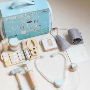 Bambini educativo finto gioco Set simulato <span class=keywords><strong>borsa</strong></span> medica con luci in materiale legno regalo per il bambino per la casa gioco di ruolo come medico - Product Image 2