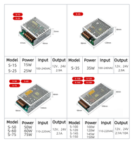Fuente de Alimentación Tipo S de 15W-5000W, AC a DC 12V 24V 48V, Salida Única de 35W 50W 60W 75W 100W 120W 150W 200W 250W, Fuente de Alimentación Conmutada