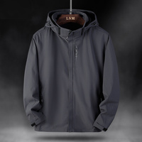Blouson Bombardier Léger et Décontracté Homme Aoyema à Capuche, Tissu Tactique Softshell Coupe-Vent Grande Taille avec Fermeture Éclair