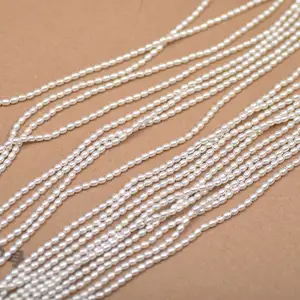 3mm Natural White Rice Shape Imitation Mother Of Pearl Bead Strands Wholesale DIY Pearl Necklace And Bracelet