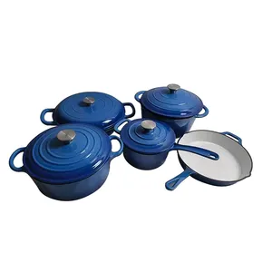 エナメルカセロレセットクッキングポット鉄クッキングキャンプポットダッチオーブン調理器具セットを調理するための工場鋳鉄ビッグポット