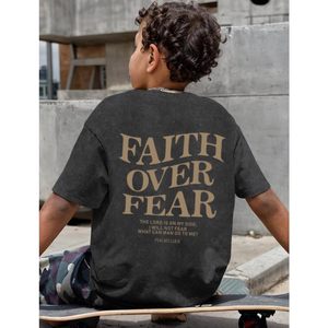 T-shirt FOXA Faith Over Fear pour homme, manches courtes, 100 % coton, motif religieux, design délavé à l'acide, respirant, en jersey - Product Image 4