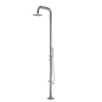 Douche extérieure autoportante Lano en acier inoxydable 304 à double poignée pour jardin et piscine avec lavage des pieds