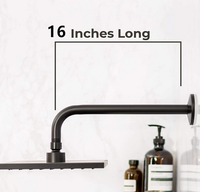 Extension universelle de bras de douche en acier inoxydable, noir mat, forme de L, pour la pluie et les pommeau de douche réglables, 2/16 pouces