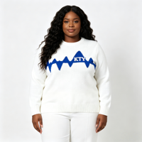 Pull chaud pour femme automne-hiver, col rond, design personnalisé, broderie de logo, pull tricoté haute densité, sweat-shirt