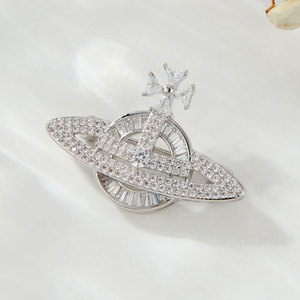 Saturn Brooch Women's Micro Insert Zircon Planet Design Party Accessory Corsage Fine Jewelry - Product Image 4