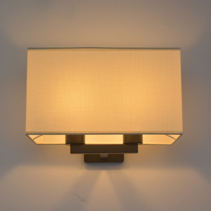 Lámpara de pared minimalista de doble cabezal, fuente de luz LED de tela, base de bombilla E27, control de interruptor para dormitorio, vestíbulo de hotel, color negro - Product Image 1