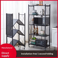 Installationsfreies, faltbares Metall-Vierlagiges, verdicktes Aufbewahrungsregal für Schlafzimmer, Küche, Wohnzimmer, platzsparend