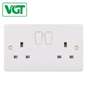 Popular UK British Standard Double 13A Home Socket With 2 Gang Switch