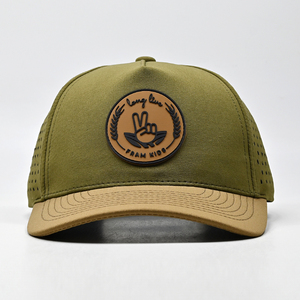 Casquette de baseball sportive imperméable à 5 panneaux à séchage rapide, avec logo personnalisé, patch en caoutchouc PVC, découpe laser - Product Image 4