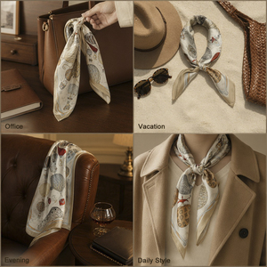 Custom Logo 70x70cm Cotton <strong>Scarf</strong> Professional OEM/ODM Service for Boutique Brands Private Label Low MOQ Bandana - Product Image 2