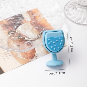FUSEJOY Décompression Porte-clés 3D en forme de verre à champagne sur pied, pendentif clicker pour sac, petit pendentif - Product Image 6