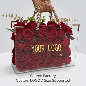 Eternal Flower Rose Display Box Transparent Acrylic Portable <strong>Storage</strong> <strong>Bin</strong> with Enhanced Display Impact - Product Image 1