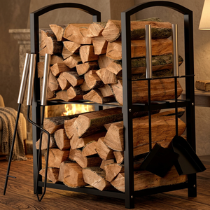Soporte Moderno para Leña de Acero con Acabado en Polvo, Forma Rectangular, para Uso en Interiores y Exteriores - Product Image 4
