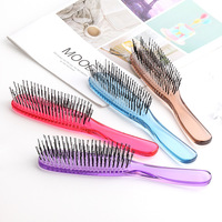 Brosse démêlante en gros pour cuir chevelu avec peignes de massage en cristal en forme de S, outil de coiffage volumisant à dents fines pour cheveux longs, humides ou secs
