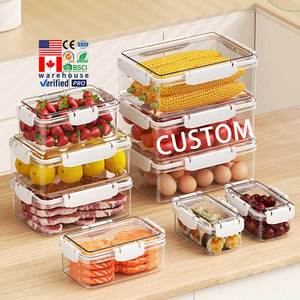 กล่องเก็บอาหารพลาสติกใสแบบกำหนดเอง เกรดสำหรับอาหาร ใช้ในครัว ตู้เย็น สำหรับจัดเก็บผลไม้ ผัก และอาหาร - Product Image 1