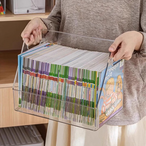 Transparent Acrylic Book <b>Storage</b> <b>Box</b> Rectangle Desktop Organizer For <b>Kids</b> And Teens Solid Color Standing Type - Product Image 3