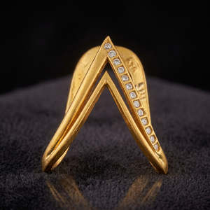Bague de doigt vintage tendance en argent plaqué or 185408, en alliage de cuivre incrusté, motif géométrique en forme d'aile, cadeaux islamiques blancs - Product Image 3