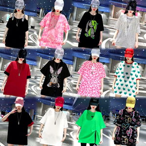 เสื้อยืดแขนสั้นผู้หญิงดีไซน์ทันสมัยคุณภาพสูงหรูหรา ขายส่ง เสื้อยืดวัยรุ่นประดับตกแต่งอย่างหรูหรา - Product Image 3