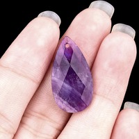 Pendentif en pierre naturelle de cristal d'améthyste, forme goutte d'eau, à facettes, pour collier, boucles d'oreilles, accessoires de bijoux, 13x25mm, 1 pièce