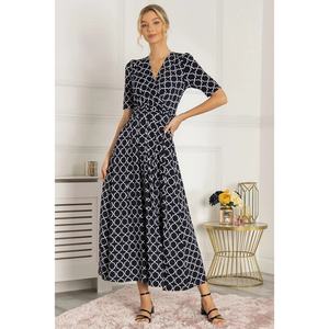 Nuevos Productos Exclusivos: Vestido de Seda Láctea con Estampado de Moda, Manga Corta y Gran Vuelo - Product Image 2