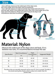 紛失防止犬用ハーネス リード付き 反射材付き耐摩耗性犬用チェストハーネス 屋外用 - Product Image 5