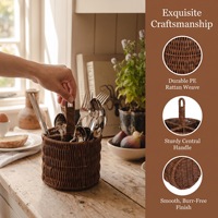 Support à baguettes en rotin tressé imitation, boîte de rangement pour couverts de cuisine, égouttoir à ustensiles, organiseur pour couteaux, fourchettes, cuillères et vaisselle