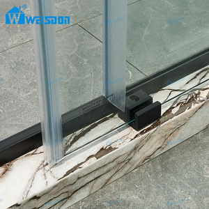 Porte <span class=keywords><strong>de</strong></span> <span class=keywords><strong>douche</strong></span> Weisdon en acier inoxydable <span class=keywords><strong>noir</strong></span> mat, sans cadre, avec verre trempé, en promotion - Product Image 4