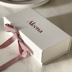 Wholesale Custom Luxury Wedding <strong>Memory</strong> <strong>Box</strong> Rigid Cardboard Gift <strong>Box</strong> with Satin Ribbon for Bridal Keepsakes - Product Image 2