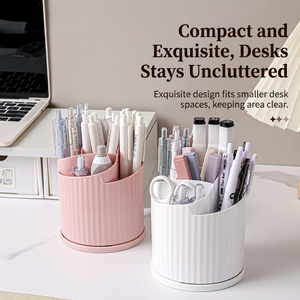 Rotating Pen Holder <b>Makeup</b> Organizer Plastic Cosmetic Brush Storage Cup Countertop Vanity Desktop Rack - Product Image 1