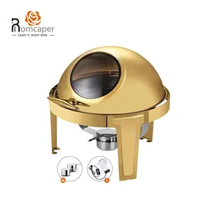 RCP Hotel equipment suppliers buffet electric food warmer set, table glass top buffet set stainless steel gold chaffing dishes