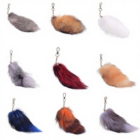 Porte-clés en fourrure de renard véritable de 7 pouces, longue et naturelle, pendentif queue de renard pour cosplay, mignon, pour femmes
