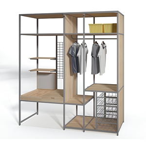 Armoire simple pour chambre d'hôtel ou d'hébergement, en acier forgé et bois, <span class=keywords><strong>avec</strong></span> tringle à vêtements et <span class=keywords><strong>rideau</strong></span> - Product Image 6