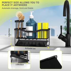 Organizador de Fregadero con Soporte para Esponja y Cepillo, Bandeja de Drenaje Automático de Acero Inoxidable, Organizador de Fregadero Resistente a la Oxidación - Product Image 6