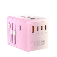 Adaptateur de voyage universel 100W GaN double USB avec 4 prises Type C, convertisseur de charge murale, faible MOQ pour voyages en UE, Royaume-Uni, États-Unis, Australie
