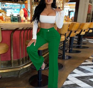 Pantalon décontracté <span class=keywords><strong>long</strong></span> et droit extensible pour <span class=keywords><strong>femme</strong></span>, couleur unie, <span class=keywords><strong>coupe</strong></span> ajustée, idéal pour le bureau en automne - Product Image 6