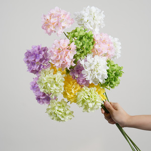 ดอกไฮเดรนเยียฝรั่งเศสแบบ 3 หัว สีขาว ชมพู เหลือง เขียวอ่อน ม่วงอ่อน เขียวเข้ม สำหรับตกแต่ง - Product Image 2