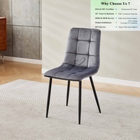 Chaise de salle à manger en tissu velours à dossier capitonné, pieds en métal, style nordique moderne, ergonomique, haut de gamme, vente en gros OEM/ODM directe d'usine OKAY