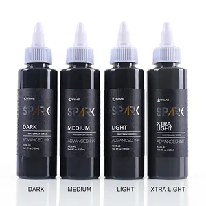 Spark Trung Quốc nhà máy bán buôn tùy chỉnh thương hiệu Trắng rửa sắc tố Dark Glow Color Tattoo Ink Triple Đen