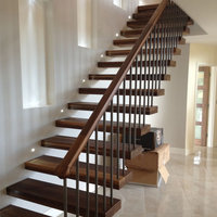 CBMmart Marches en bois massif Escaliers flottants Escalier droit Poteau rond Garde-corps Main courante en bois