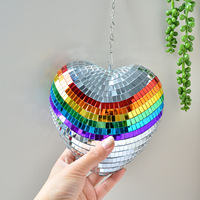 Boule disco suspendue colorée en forme de cœur, étincelante, en mousse et verre, étanche, pour la Saint-Valentin, les remises de diplômes, les festivals, cadeau unique