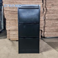 Armoire de classement métallique à 3 tiroirs en acier laminé à froid avec serrure à clé pour le rangement de dossiers A4 au bureau
