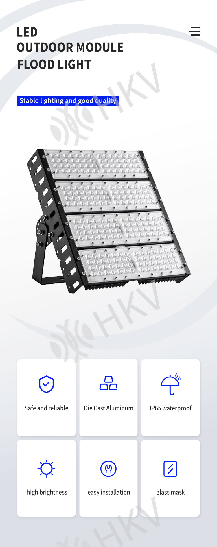 Die Casting Aluminum Housing Flood Led Light Module Rectangle 500W For Sports