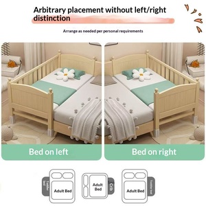 Cuna de Madera Natural para Bebé, Cuna Lateral con Barandilla de Seguridad, Cama para Niños, Muebles de Dormitorio para Recién Nacidos y Bebés para Dormir Juntos - Product Image 5
