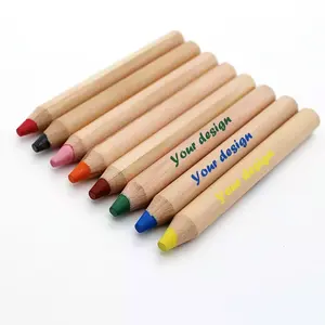 8 pcs Jumbo Woody Crayons mềm Pastel 3 trong 1 nghệ thuật bút chì Set với miễn phí bàn chải và mài