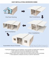Villa préfabriquée extensible de 30 pieds, 3 chambres, design moderne, maison modulaire, grandes fenêtres, panneau sandwich en acier pour l'extérieur des zones suburbaines