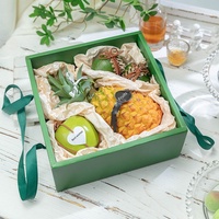 Caja de Regalo Cuadrada de Cartón Corrugado Ecológica de Alta Gama, Color Verde Personalizado, Resistente, para Frutas y Flores, con Asa de Cinta de Esponja