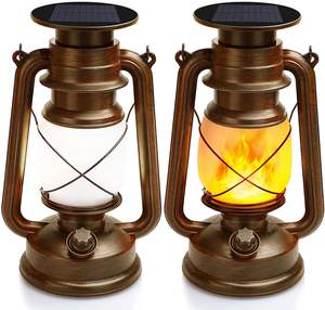 Lanterna Solare LED Hanko con Effetto Fiamma, Luce Decorativa da Giardino, Lanterna Retrò per Esterni e Campeggio - Product Image 1